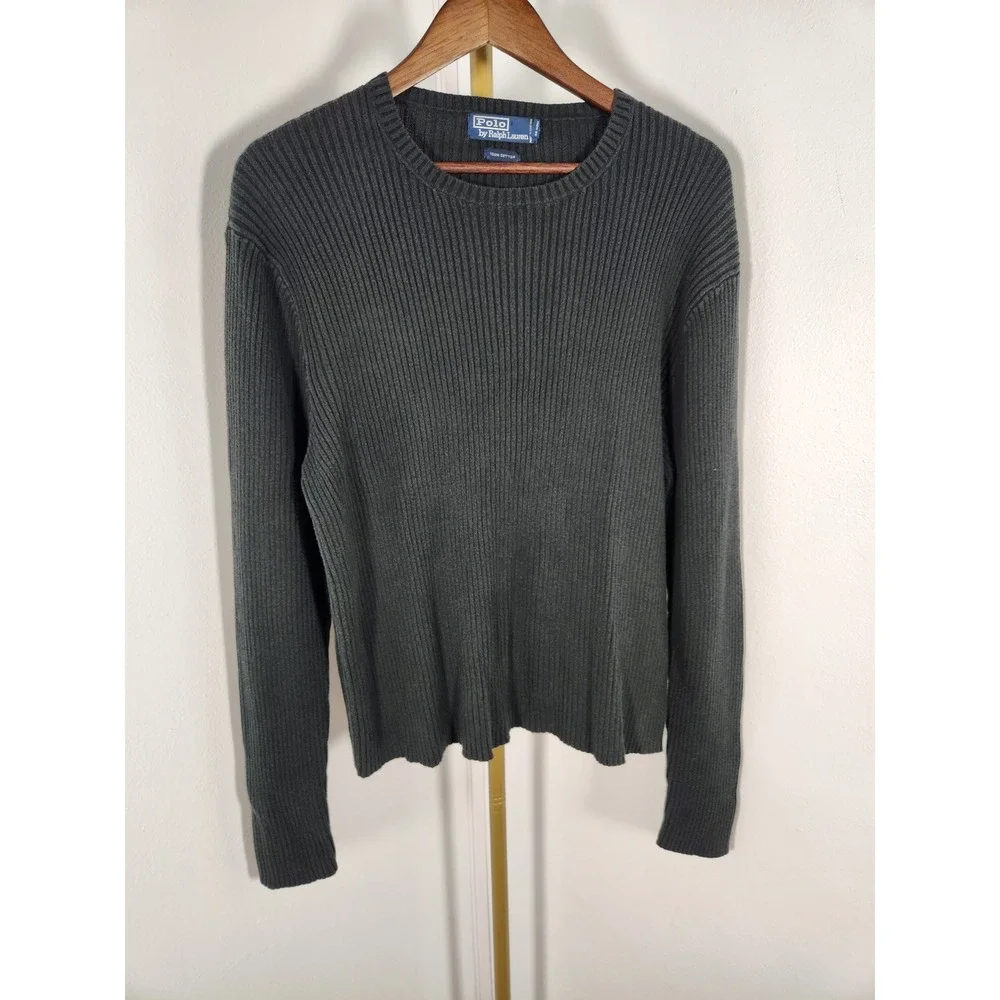 Polo Ralph Lauren Mens Black 100% Cotton Crewneck Sweater Size‎ XL